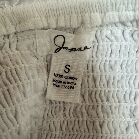 NWOT Japna White Eyelet Smocked Ruffle Strap Top, Size S, MSRP $35 - Picture 4 of 5